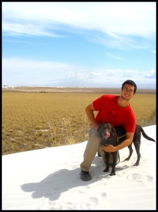 Ryan and Mochie on a dune